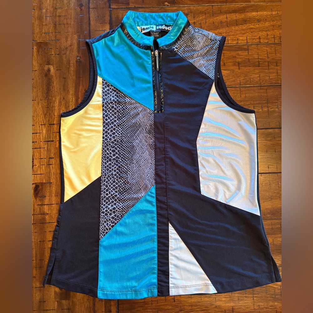 Women’s Small - Jamie Sadock Teal and Black Zipper Golf Top